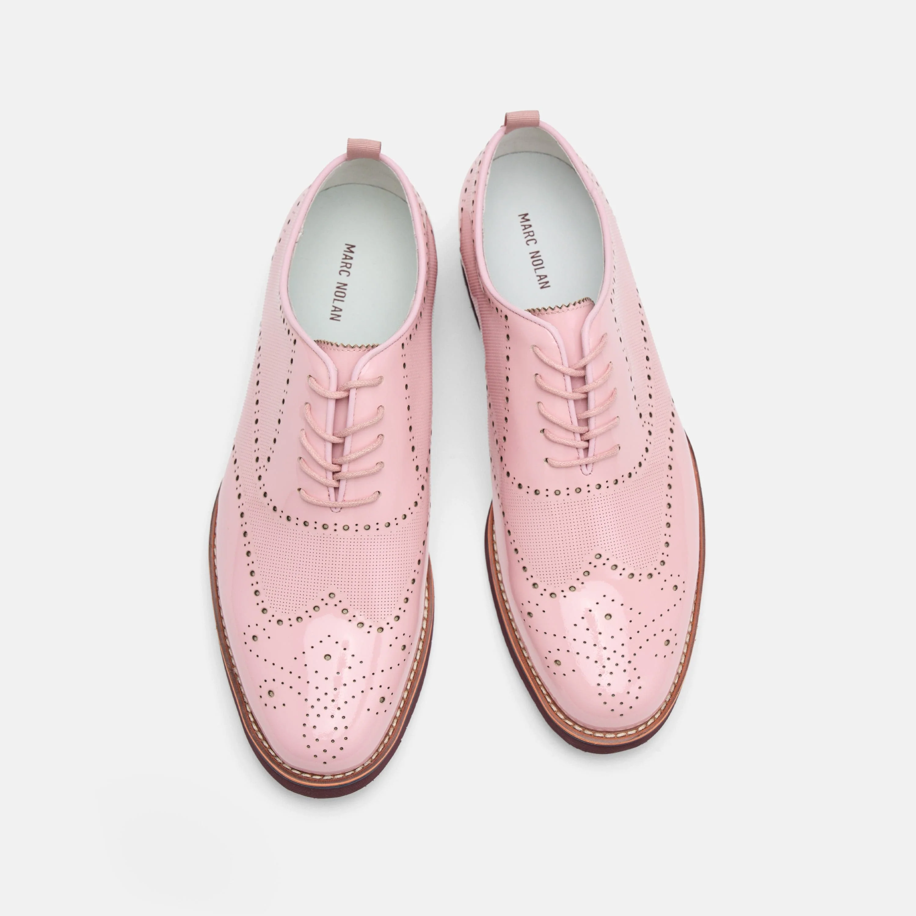 Oscar Pink Patent Leather Wholecut Brogue Sneakers - Image 5