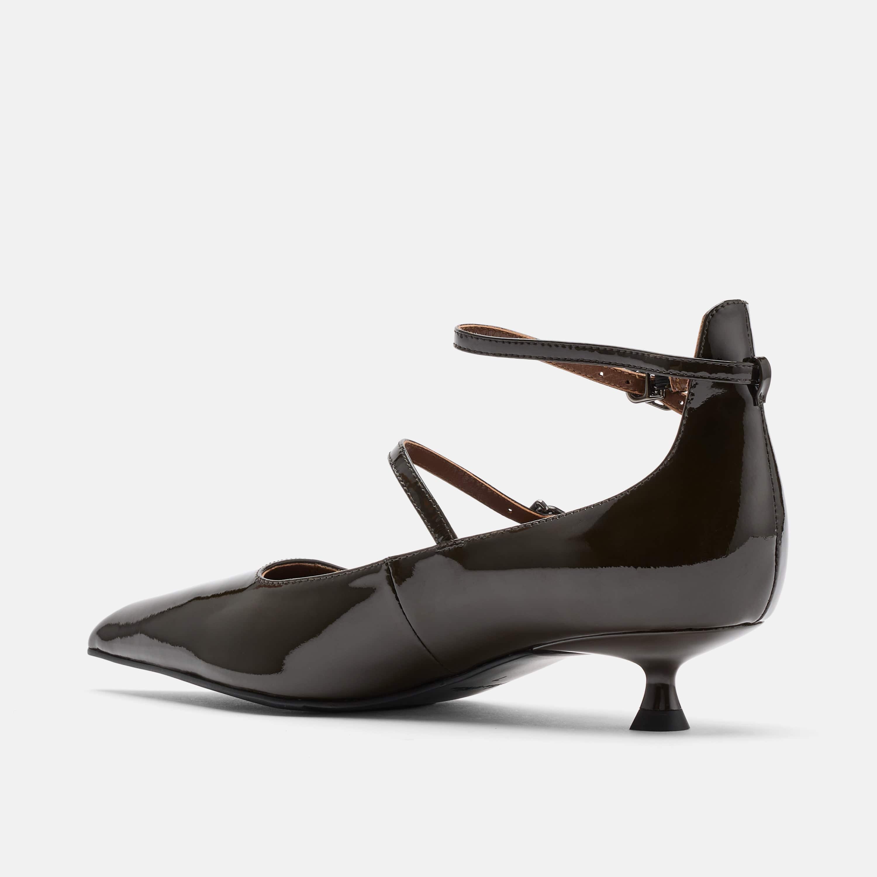 Paige Dark Green Patent Leather Kitten Heels - Image 5