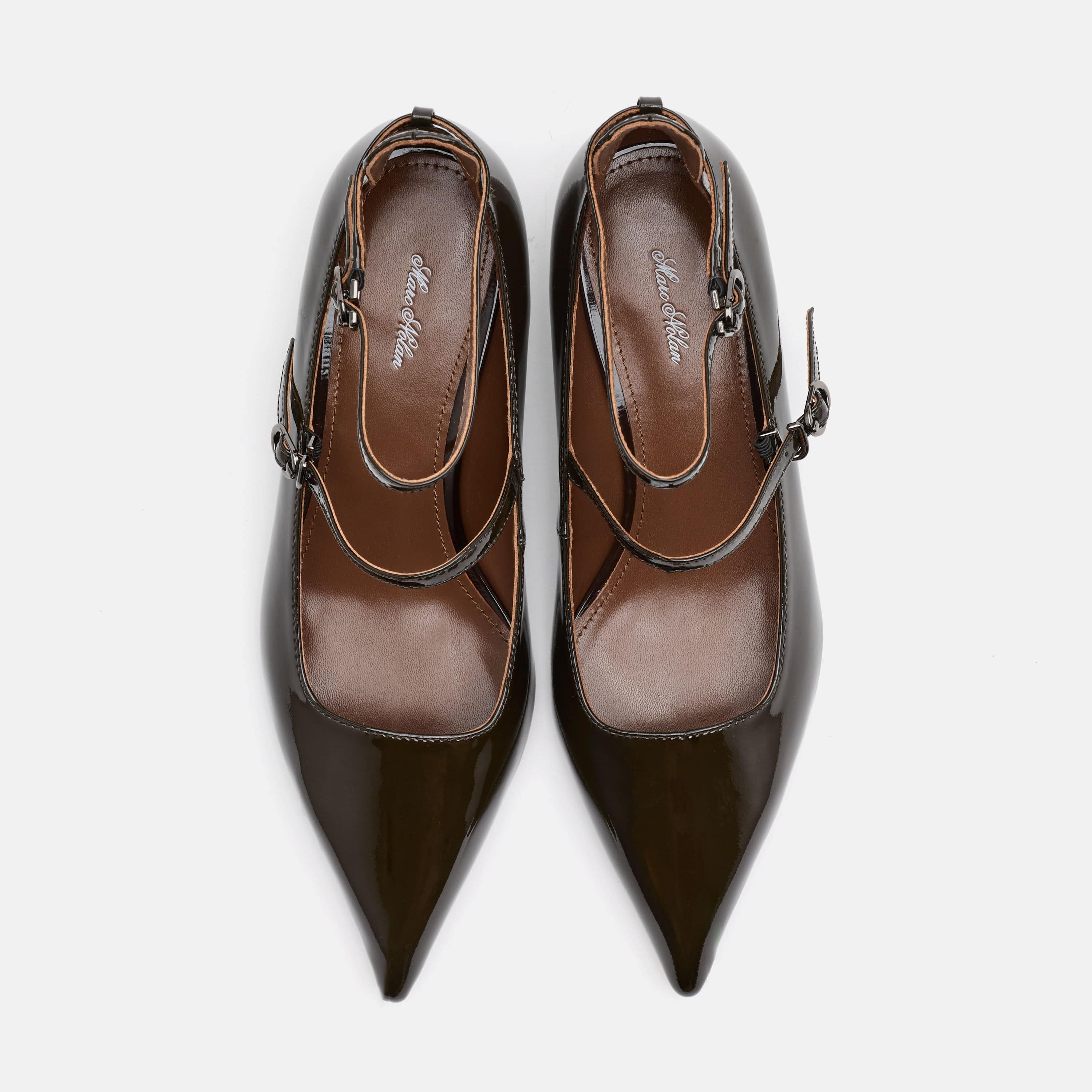 Paige Dark Green Patent Leather Kitten Heels - Image 6