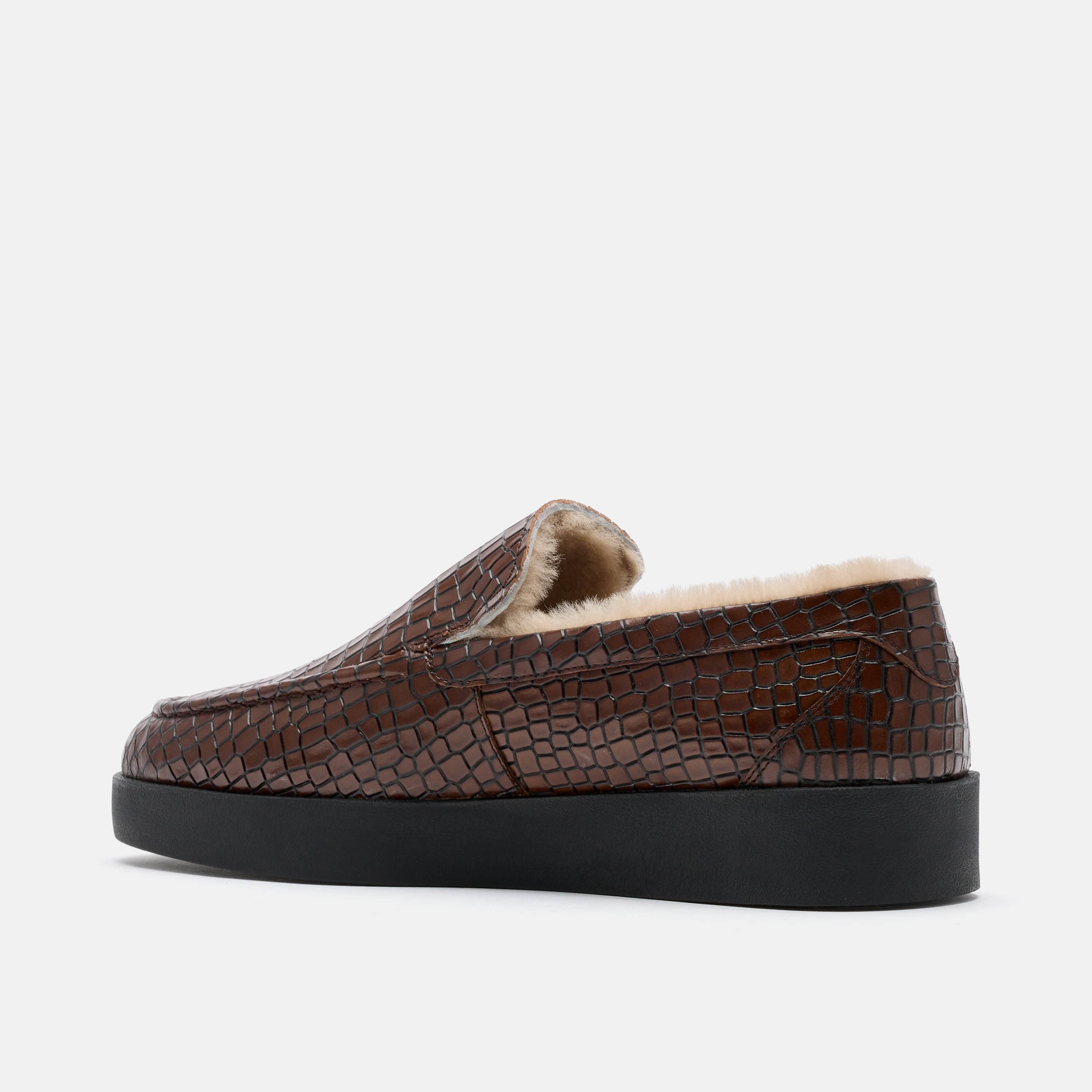 Remy Brown Croc Leather and Shearling Loafers - Image 5