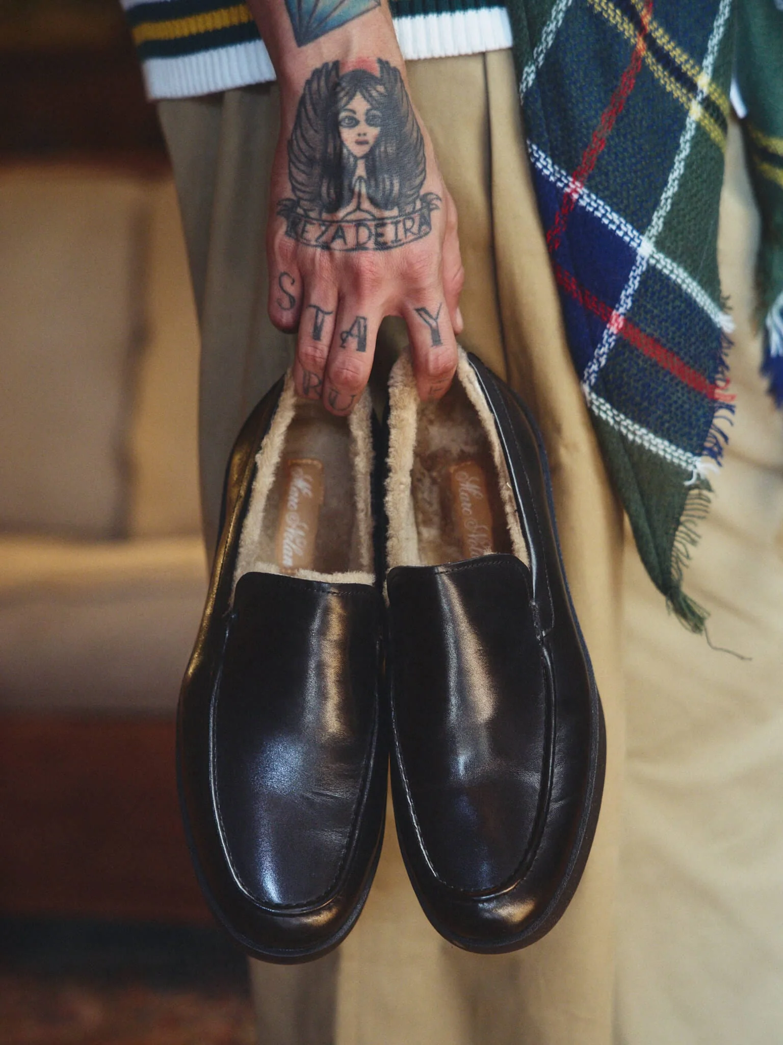 Remy Black Leather and Shearling Loafers - Image 4
