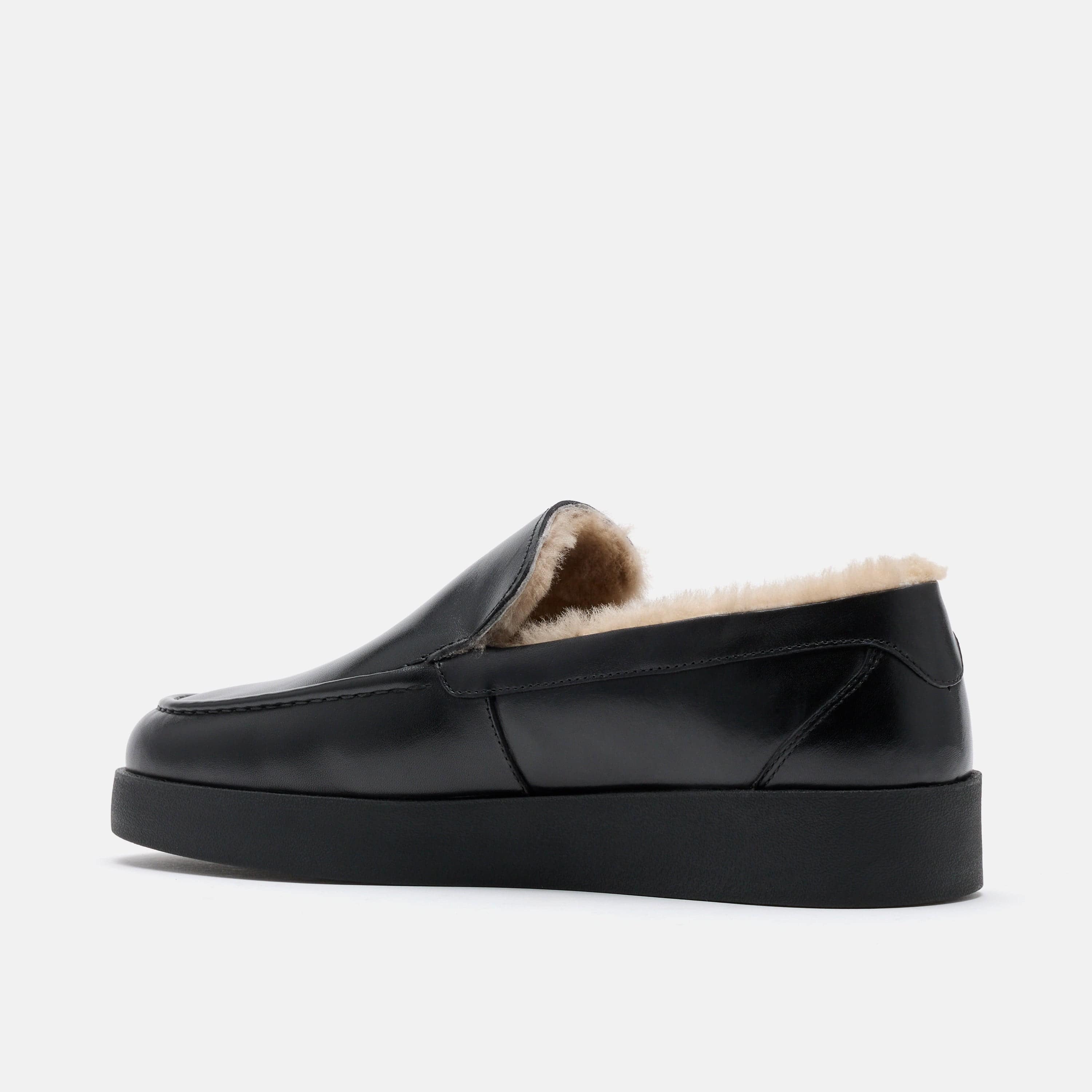 Remy Black Leather and Shearling Loafers - Image 5