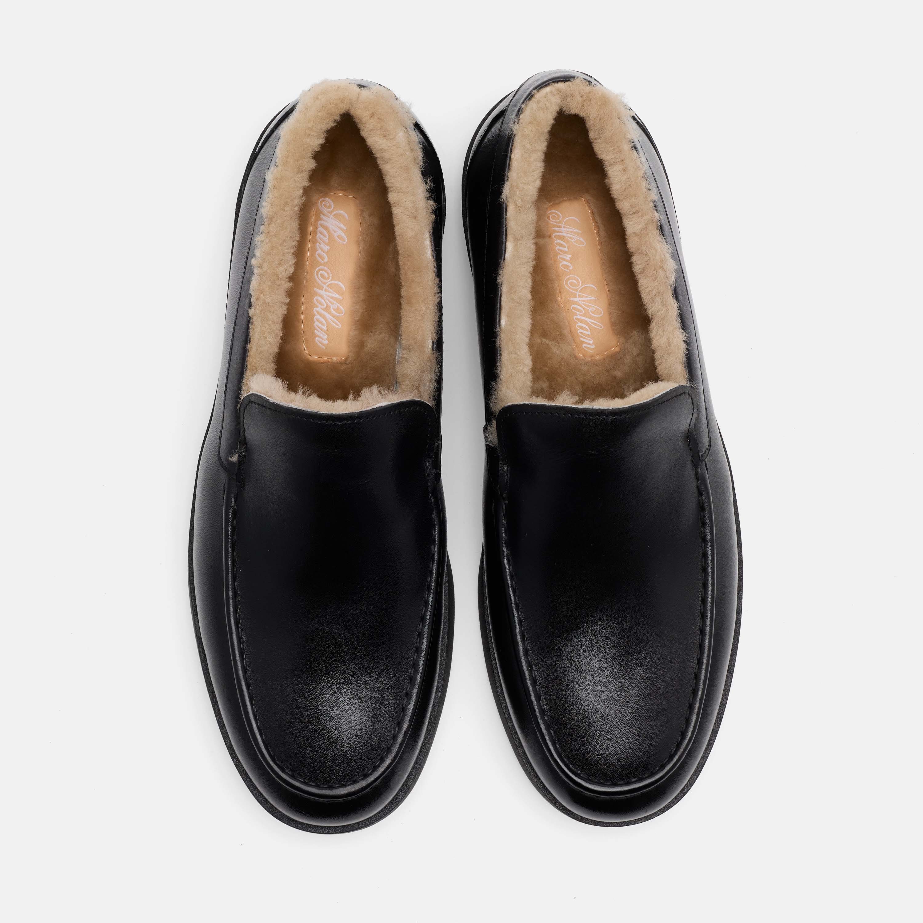 Remy Black Leather and Shearling Loafers - Image 6
