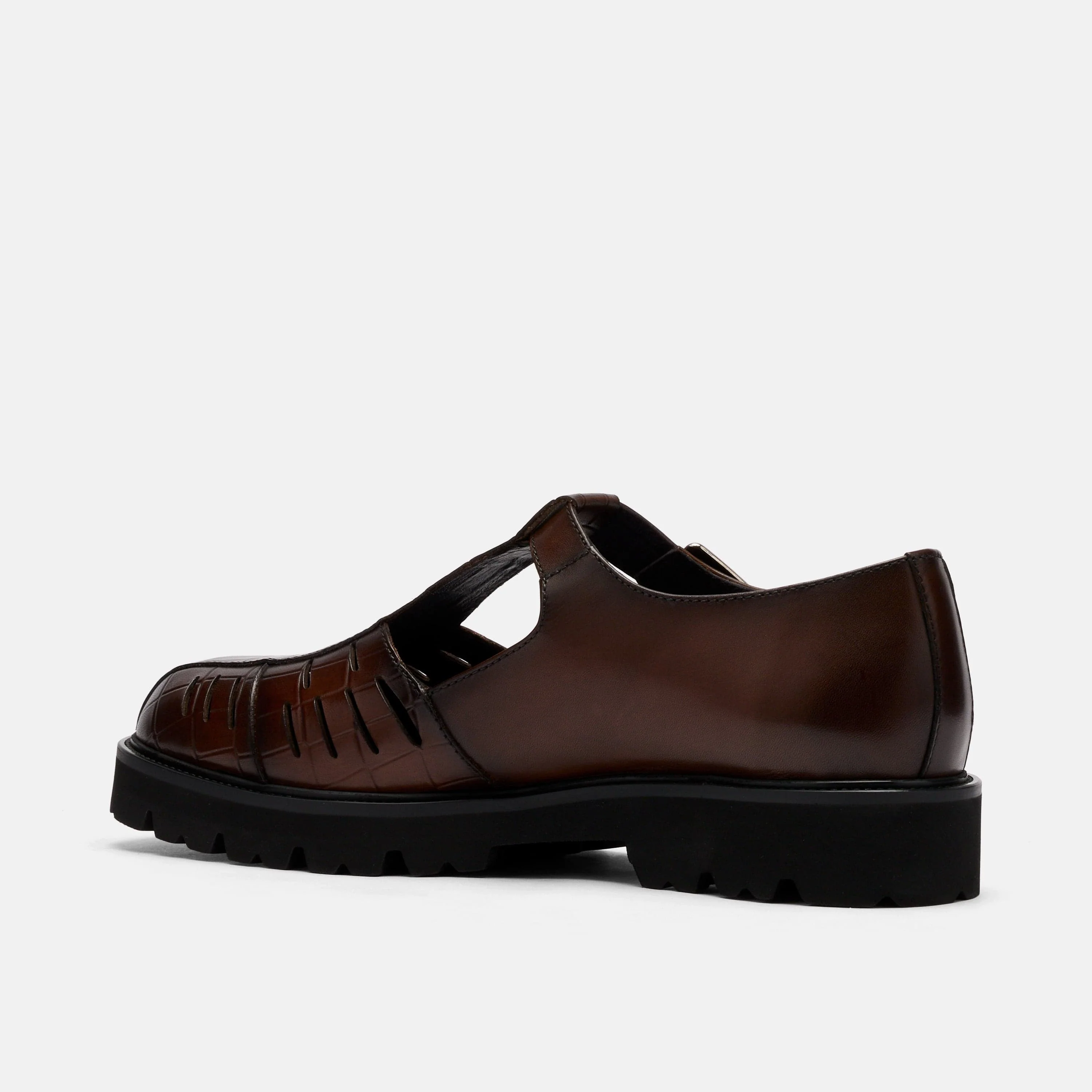 Rocky Brown Leather Lug Mary Jane Shoes - Image 4