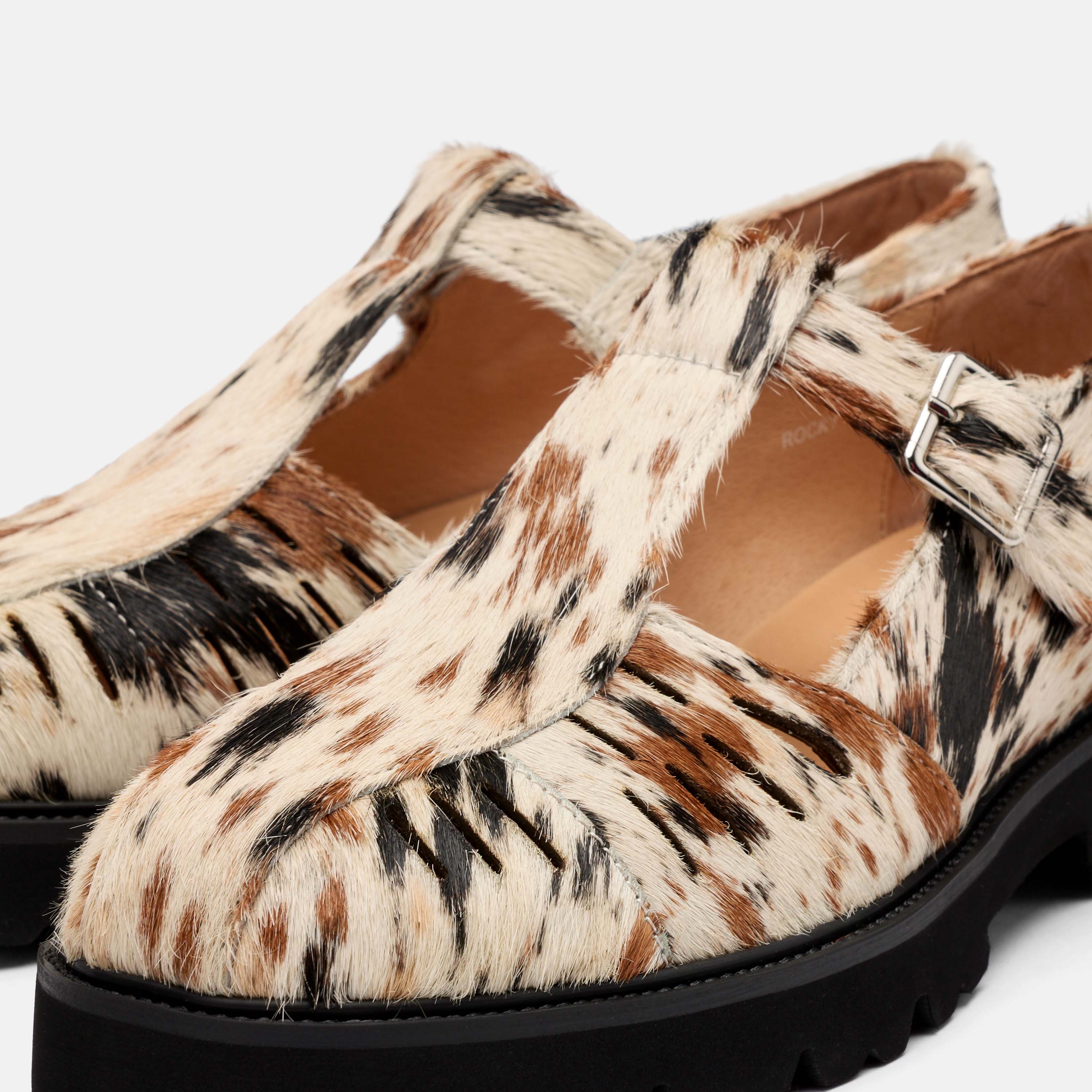 Rocky Appaloosa Pony Hair Lug Mary Jane Shoes - Image 3
