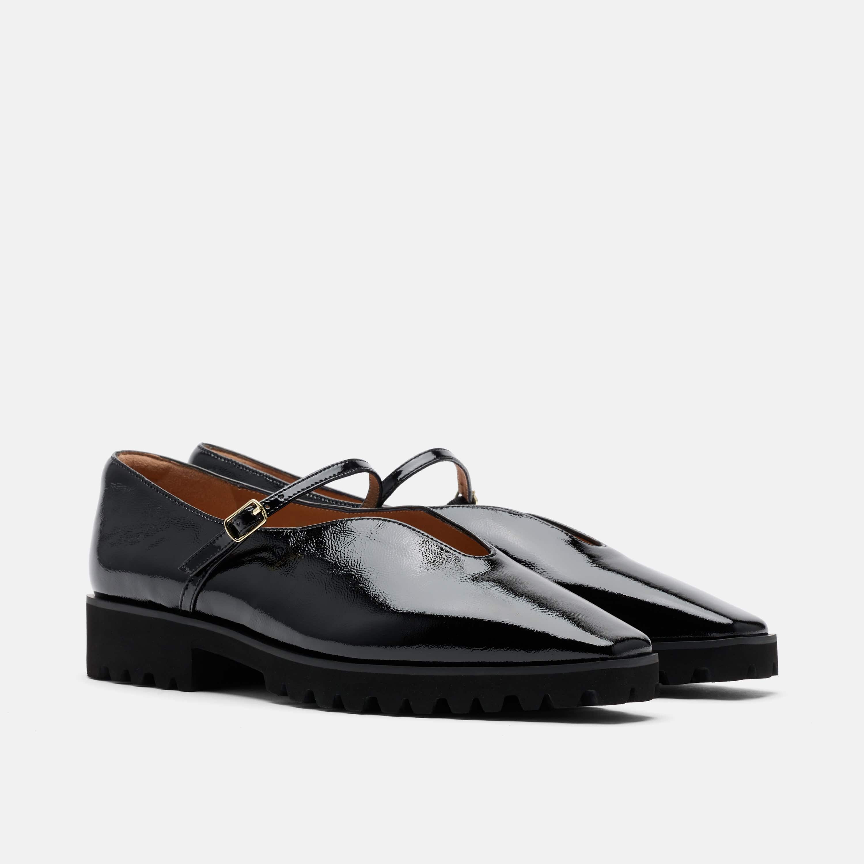 Roxie Black Patent Leather Lug Mary Janes - Image 2