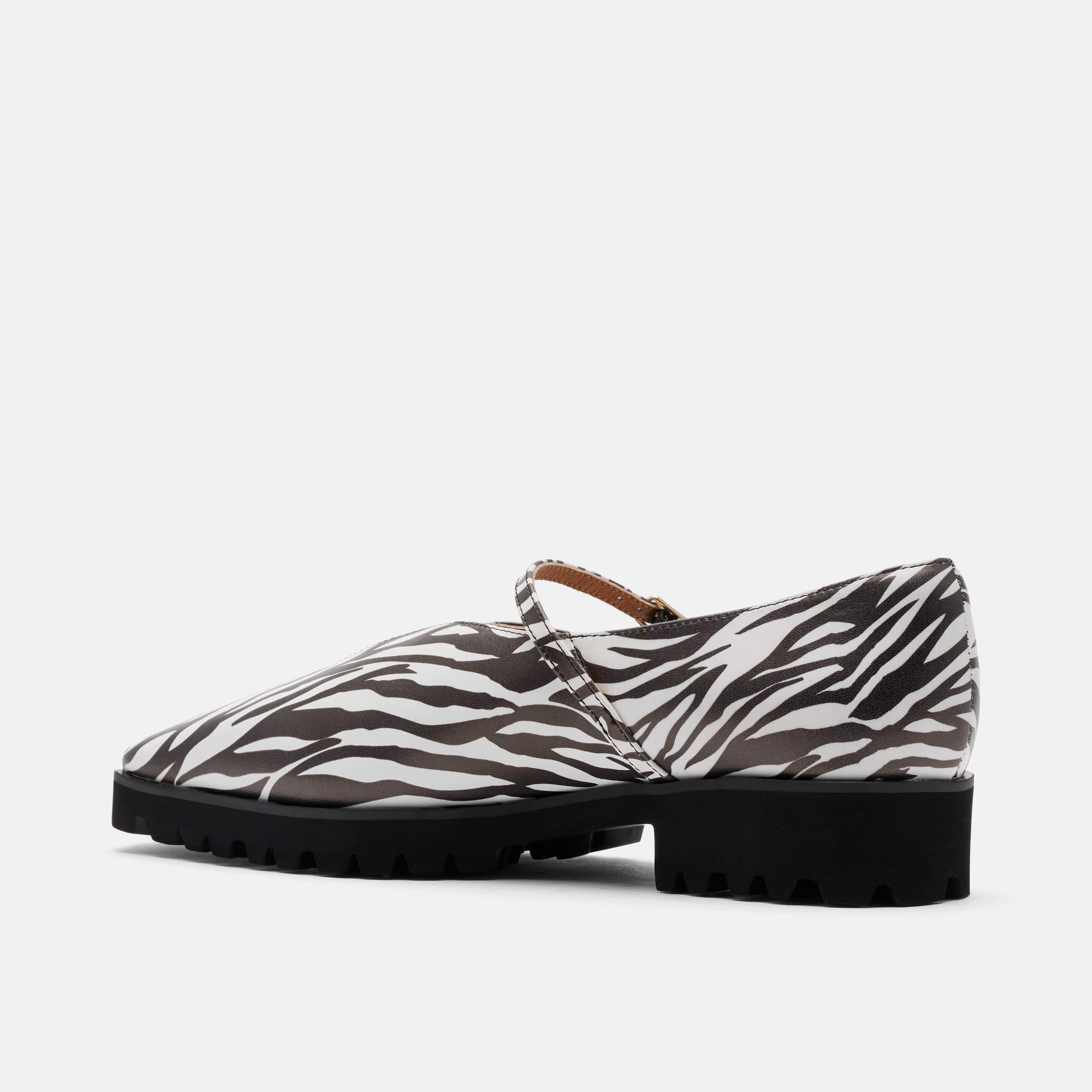 Roxie Zebra Print Leather Lug Mary Janes - Image 5