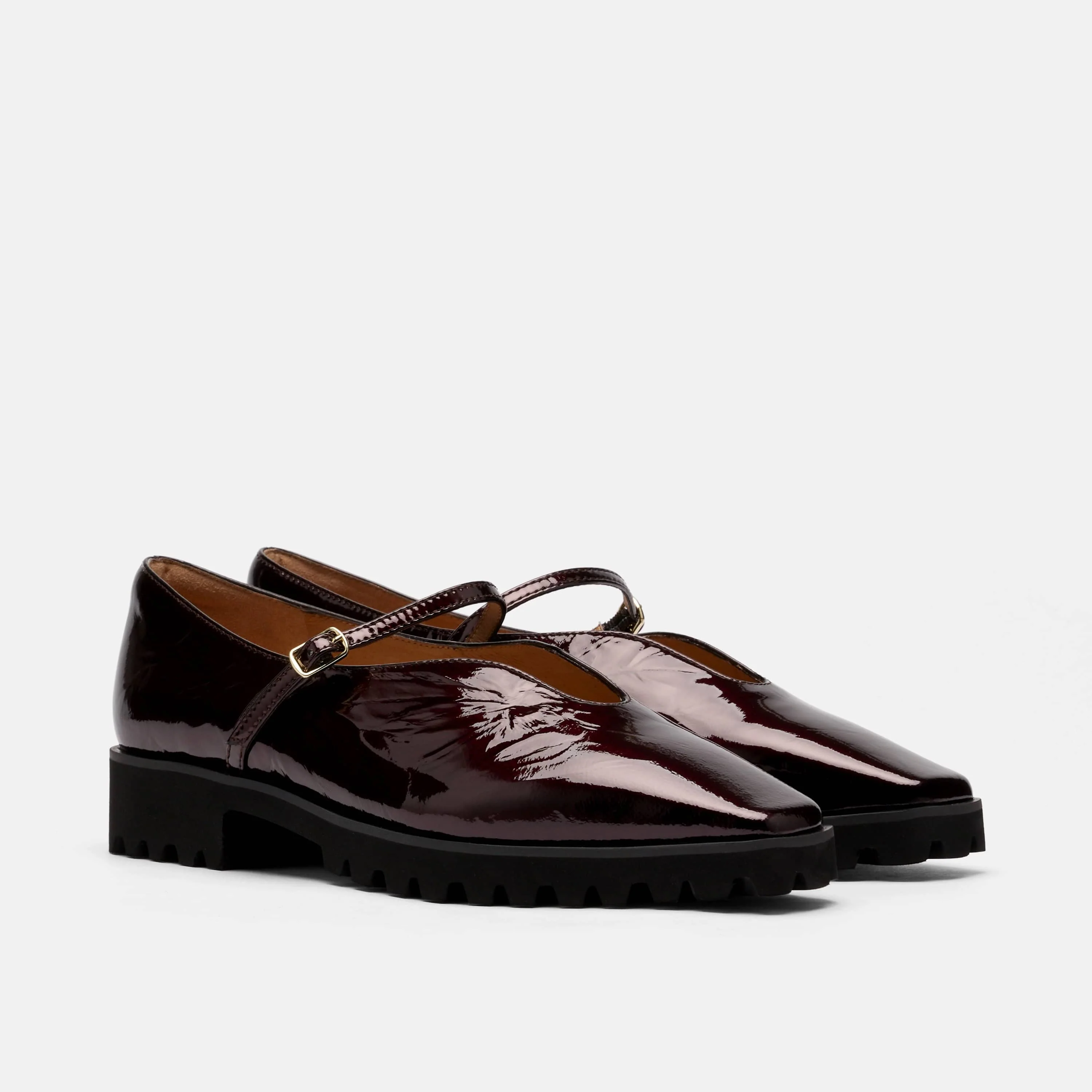 Roxie Wine Patent Leather Lug Mary Janes - Image 2