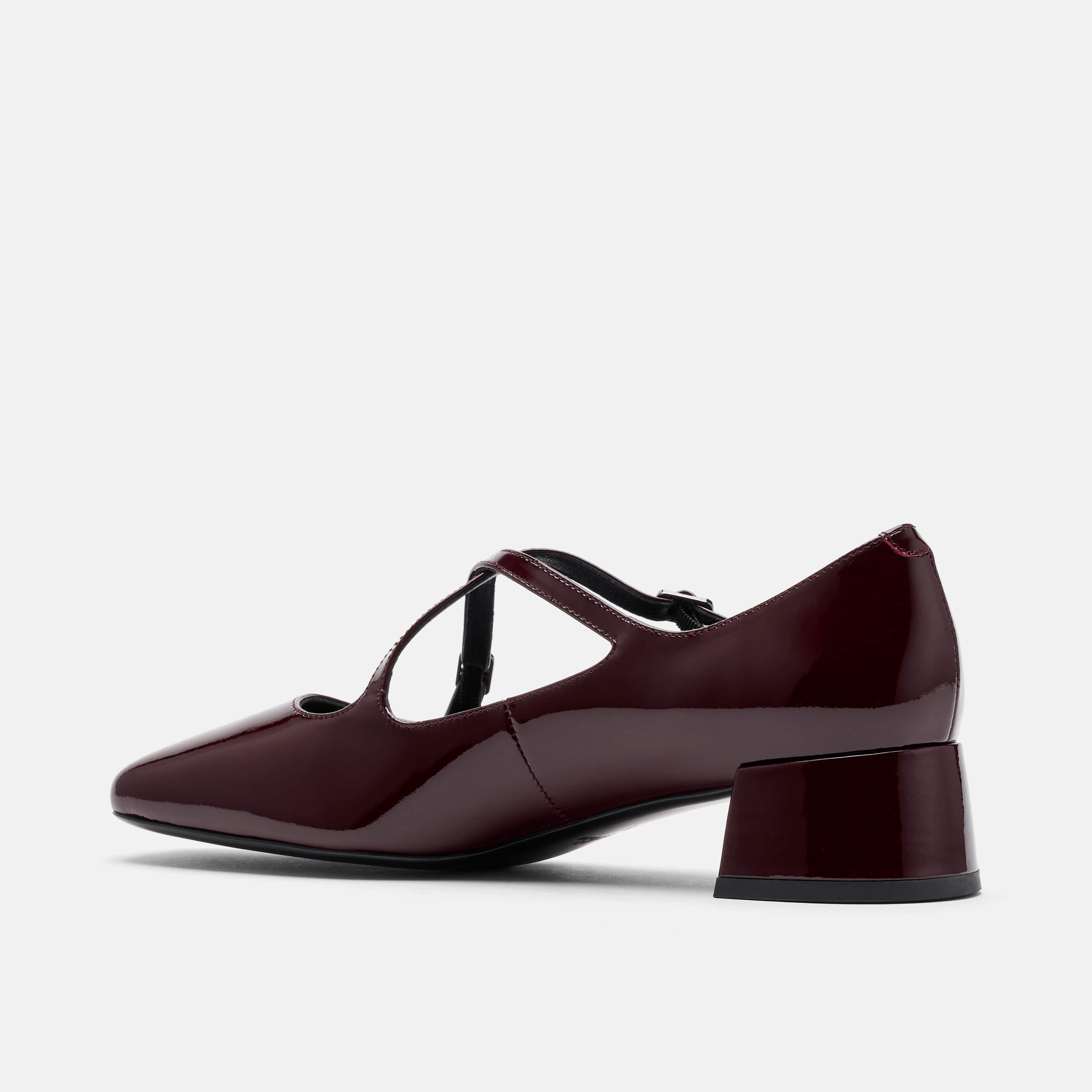 Ruby Burgundy Patent Leather Mary Jane Block Heels - Image 5