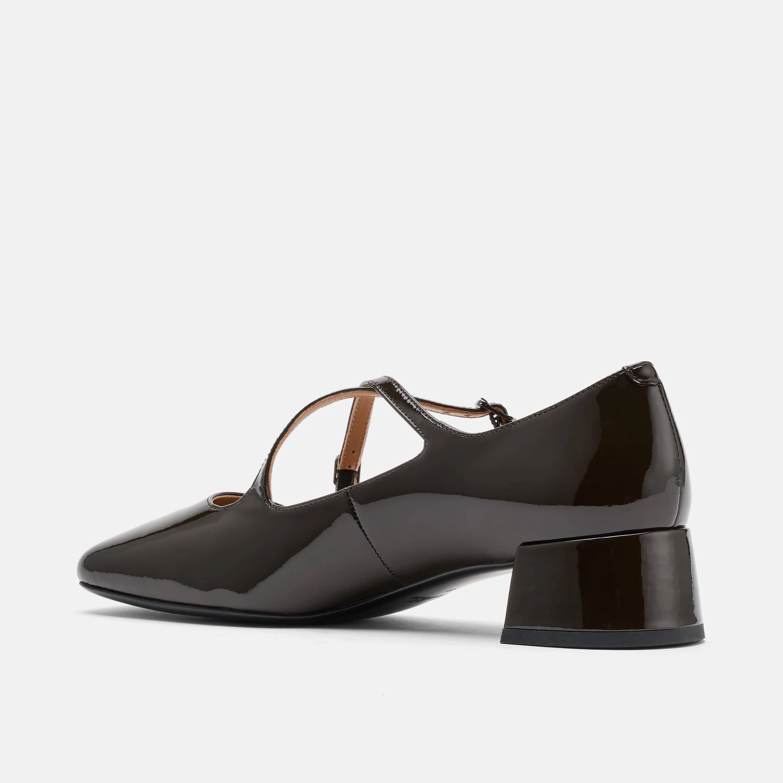 Ruby Dark Green Patent Leather Mary Jane Block Heels - Image 5