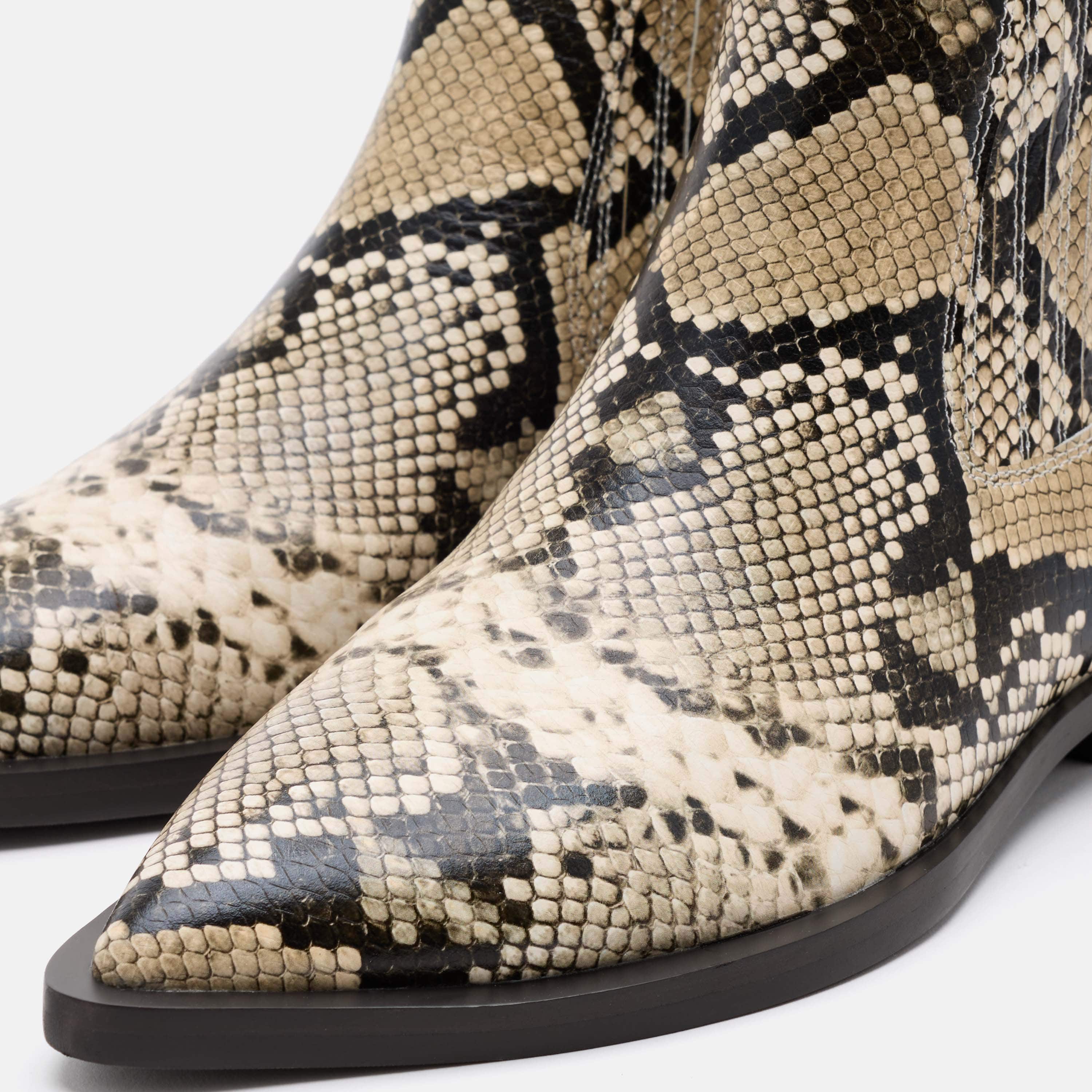 Savannah Natural Python Leather Ankle Boots - Image 3