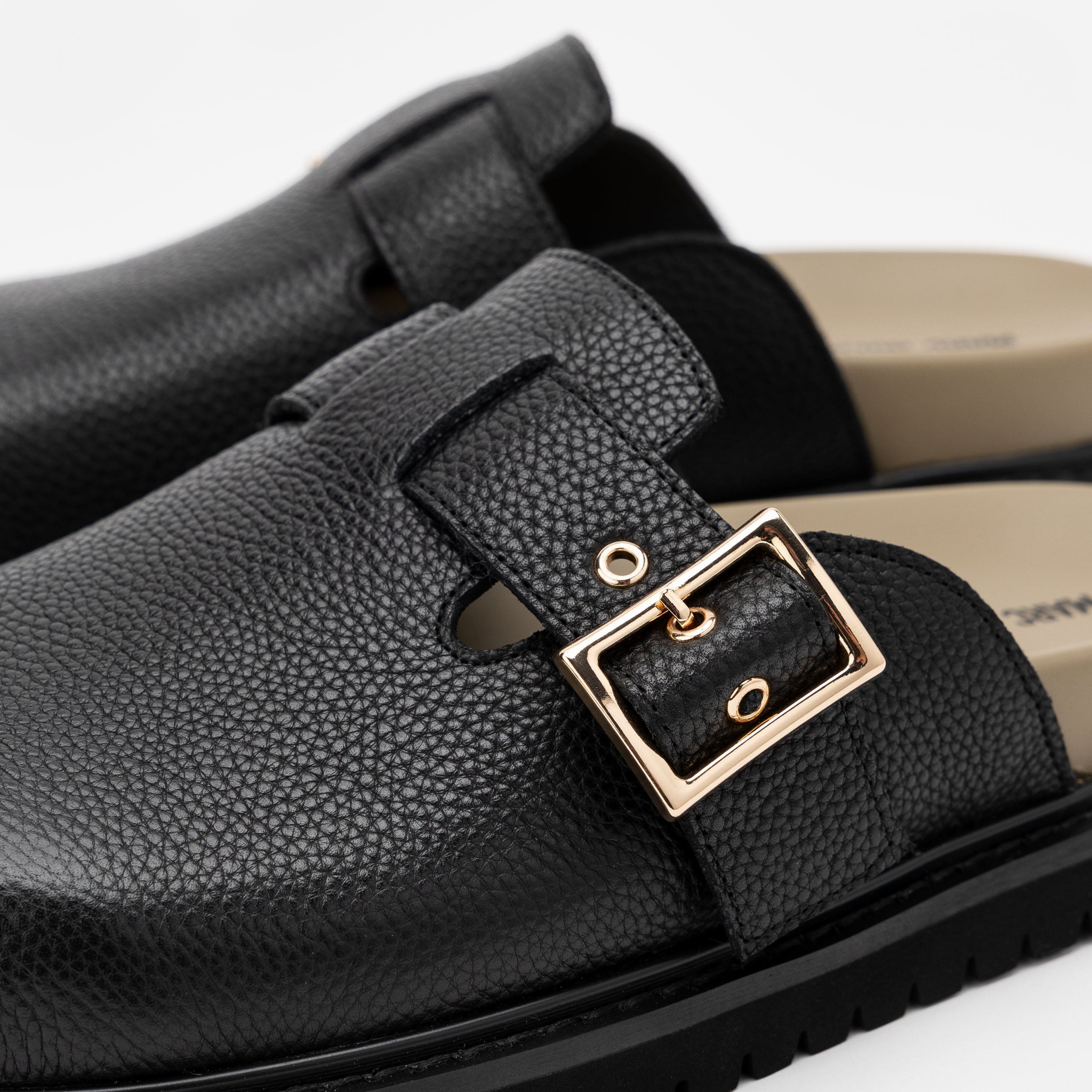 Shiloh Black Leather Clogs - Image 3