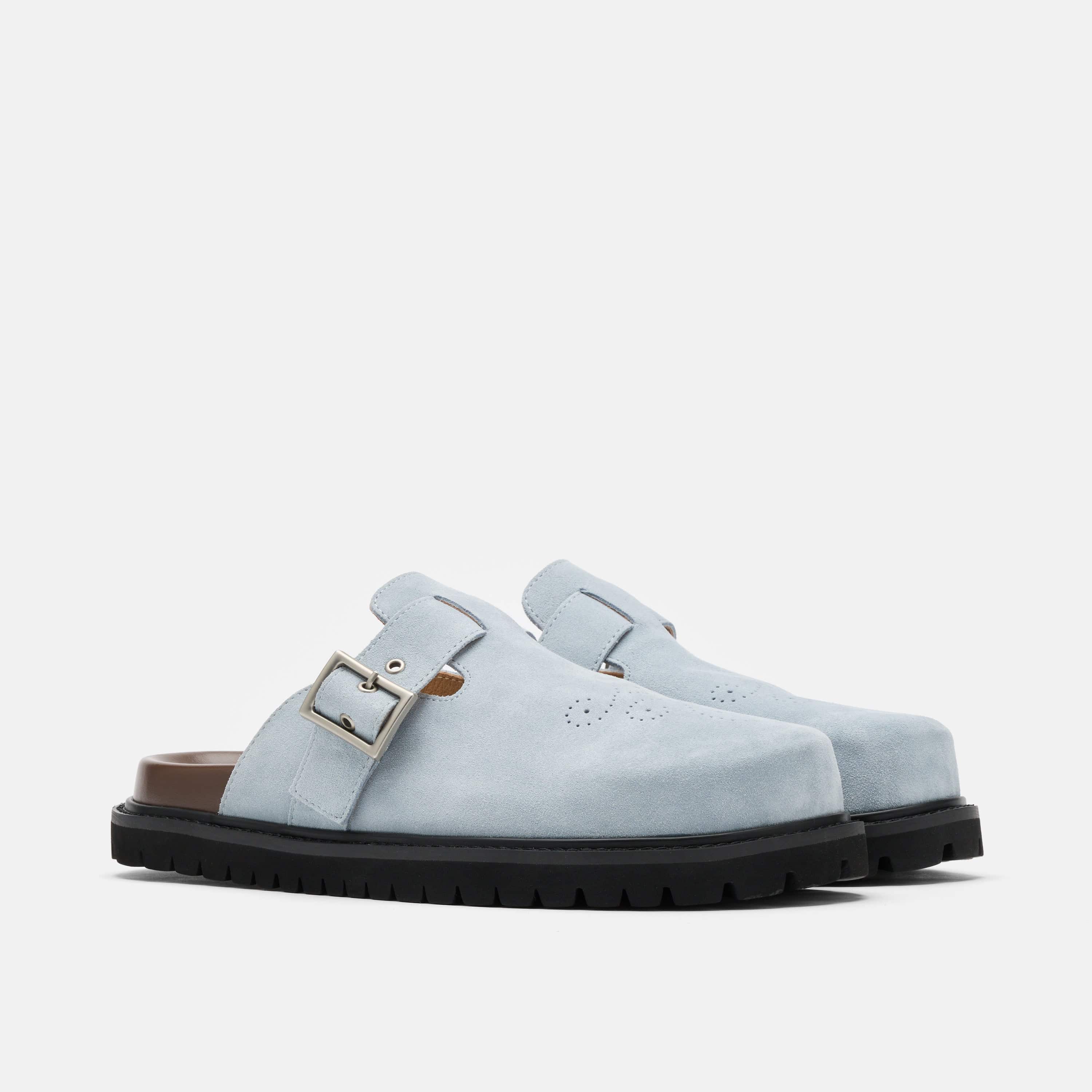 Shiloh Dusty Blue Suede Clogs - Image 2