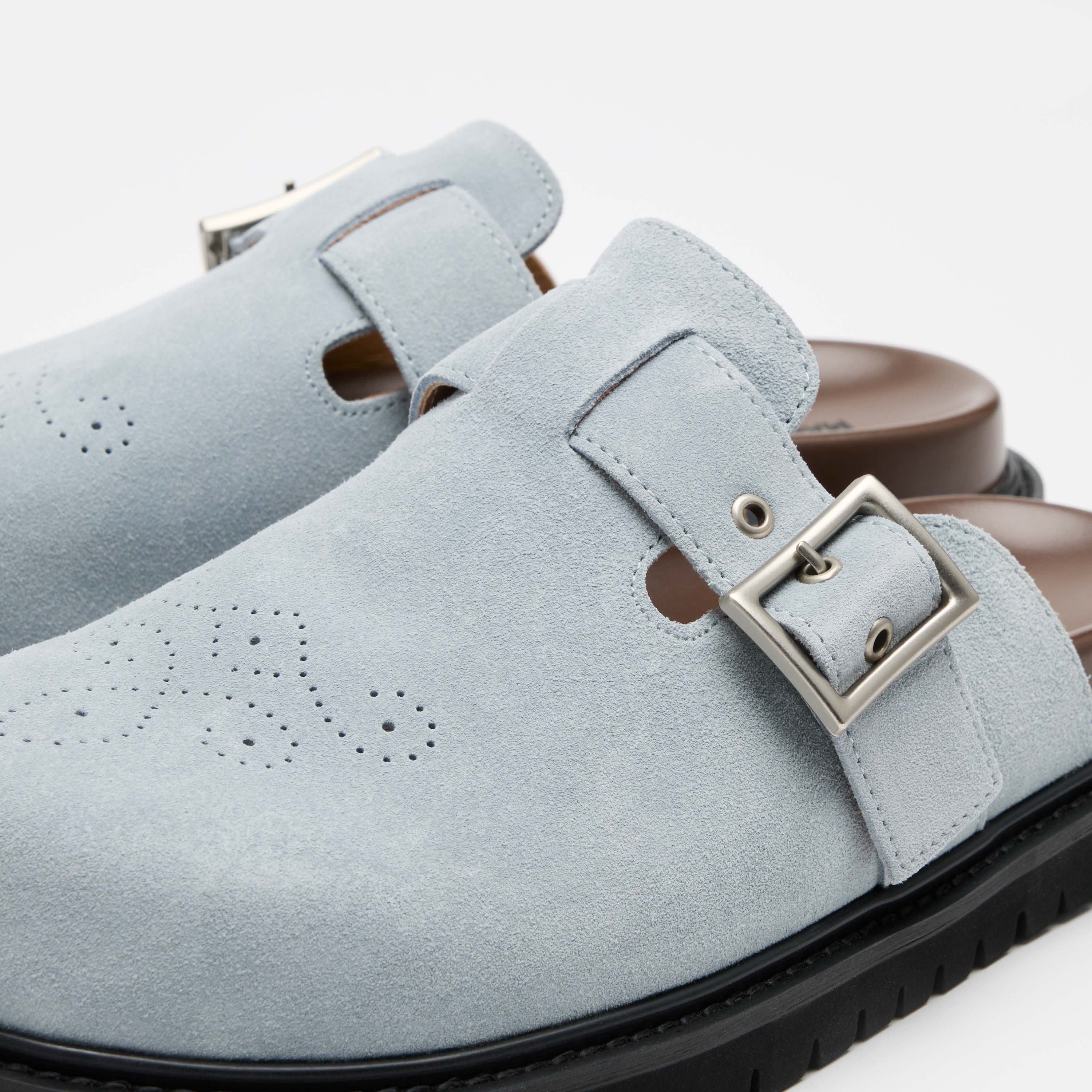 Shiloh Dusty Blue Suede Clogs - Image 3
