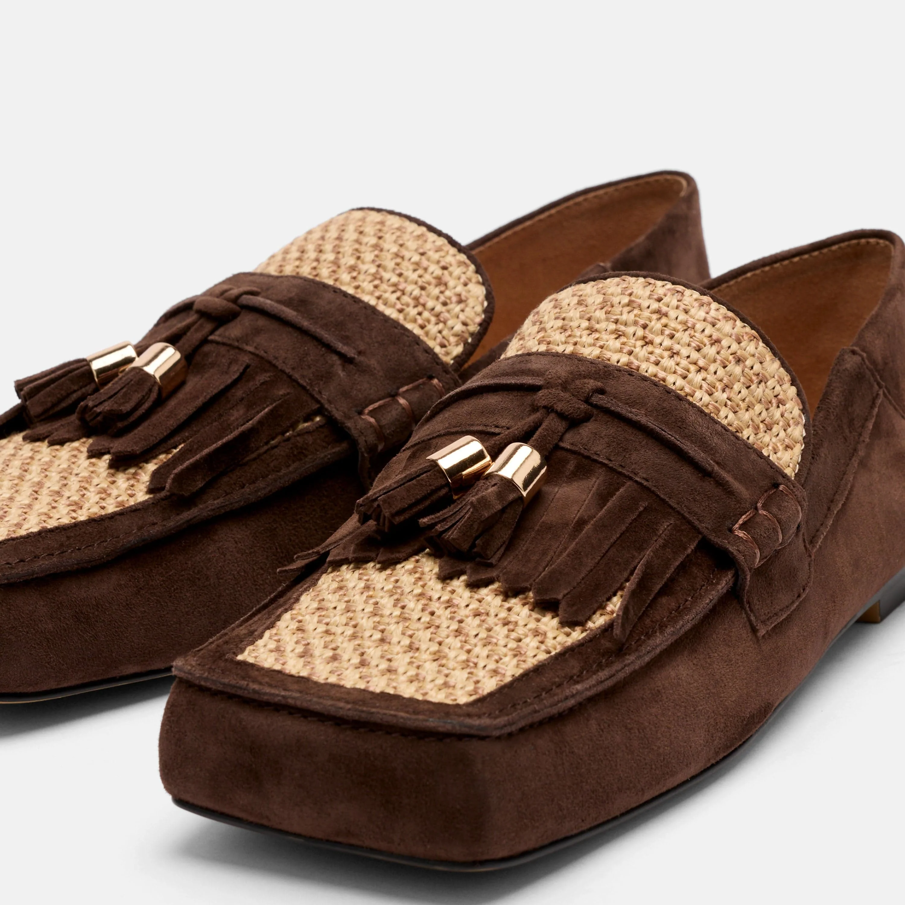 Simone Chocolate/Raffia Suede Tassel Loafers - Image 3