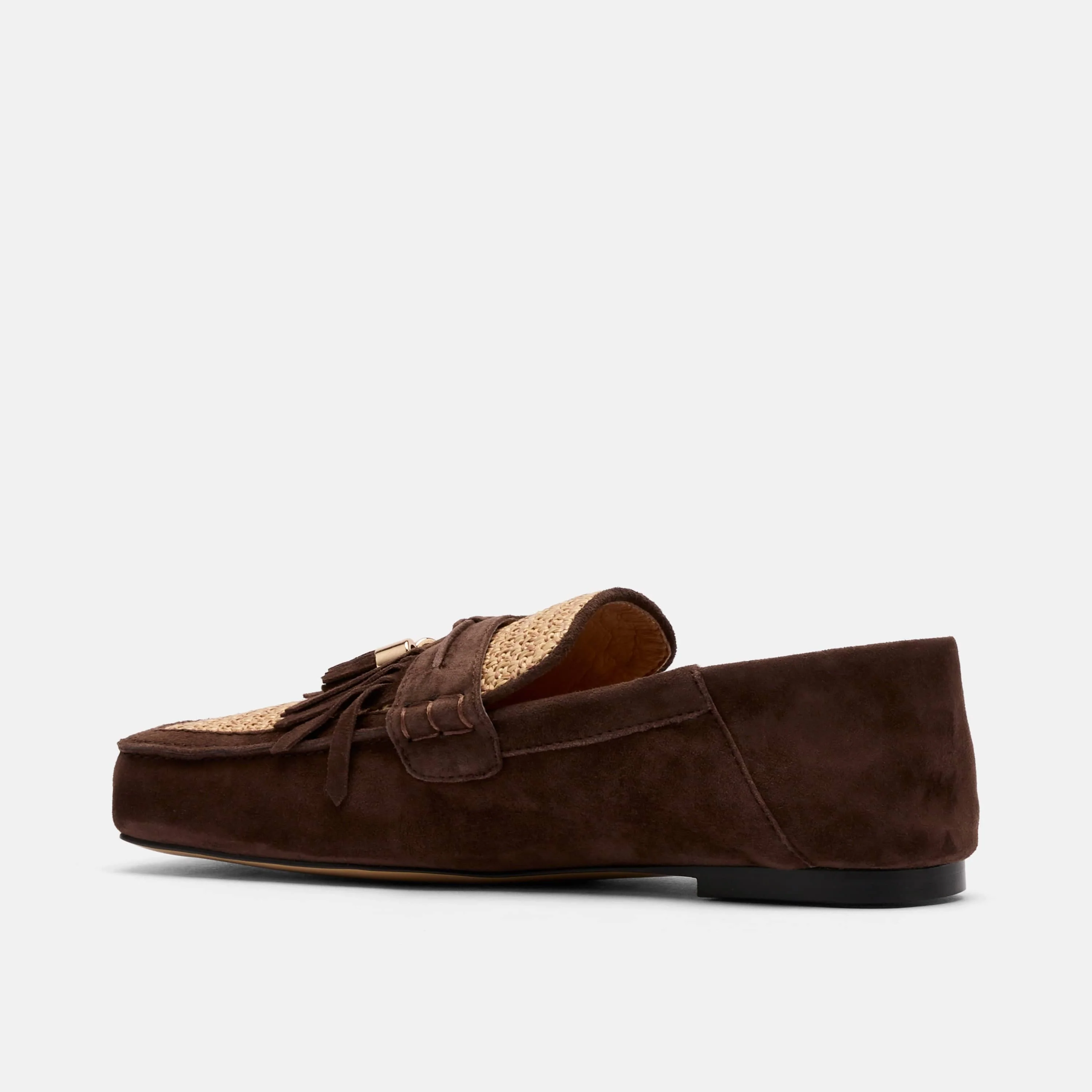 Simone Chocolate/Raffia Suede Tassel Loafers - Image 4