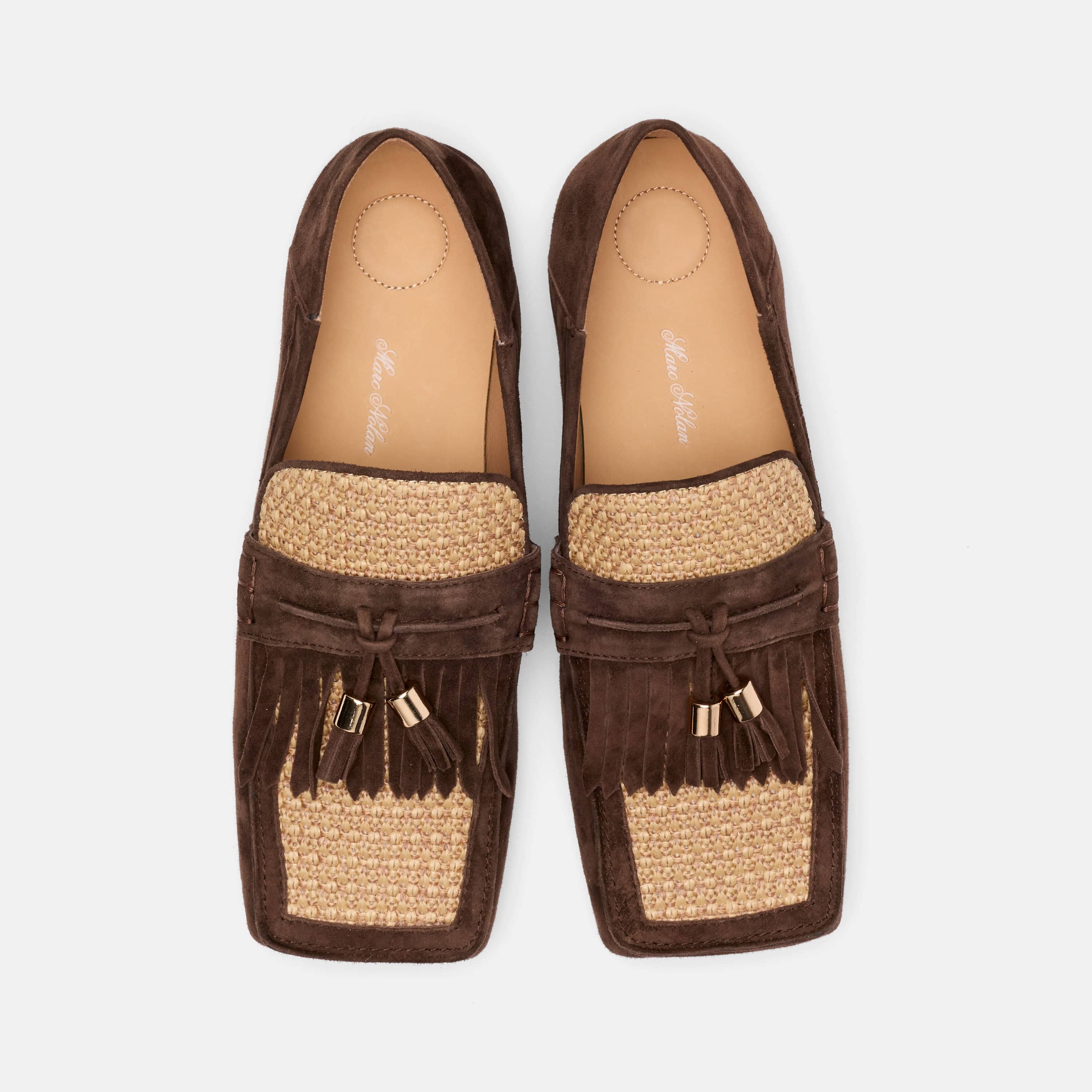 Simone Chocolate/Raffia Suede Tassel Loafers - Image 5