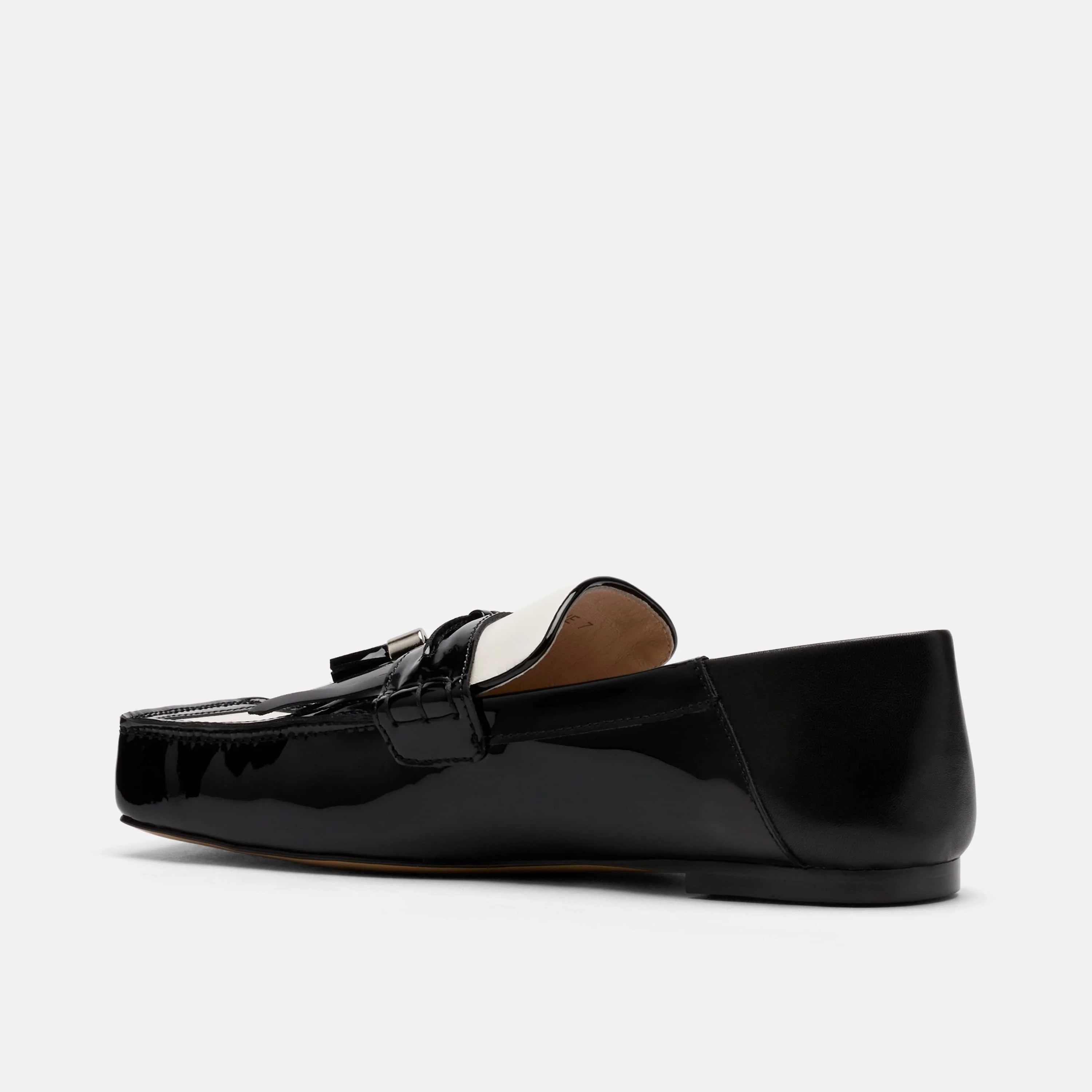 Simone Black/White Leather Tassel Loafers - Image 4
