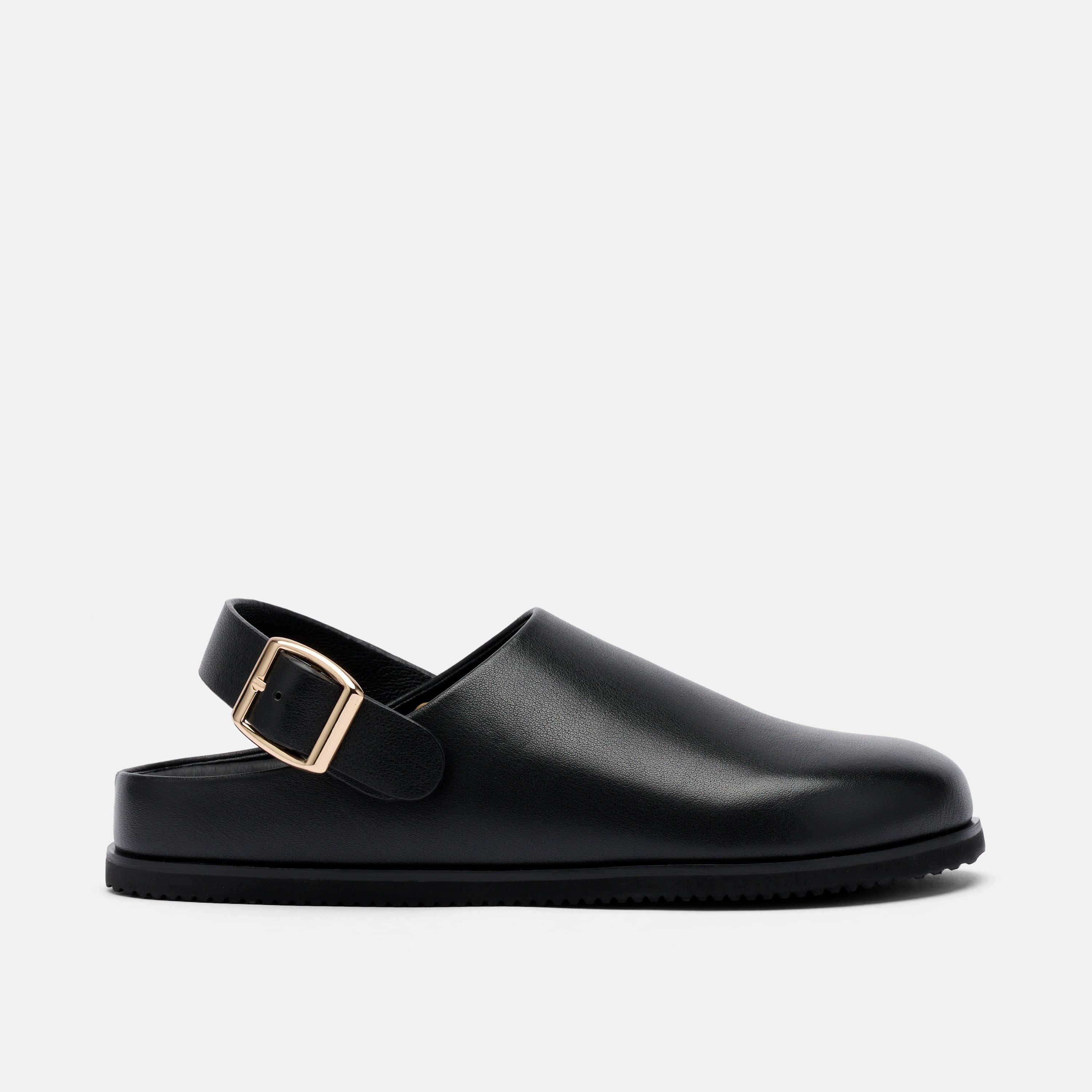 Solana Black Leather Backstrap Clogs - Image 3