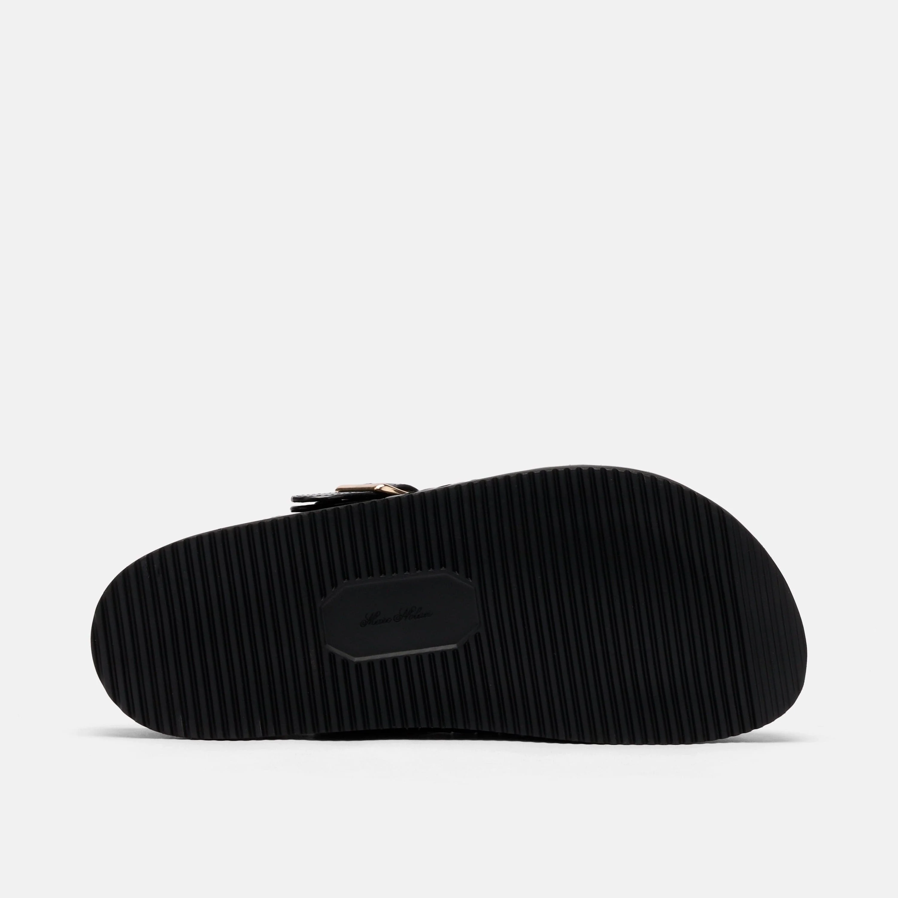 Solana Black Woven Leather Backstrap Clogs - Image 6